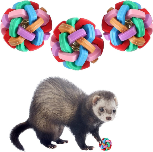 3 Pack Ferret Toys Balls - Exercise Scratch Chew Toys for Indoor Pet Ferret Cat Dog